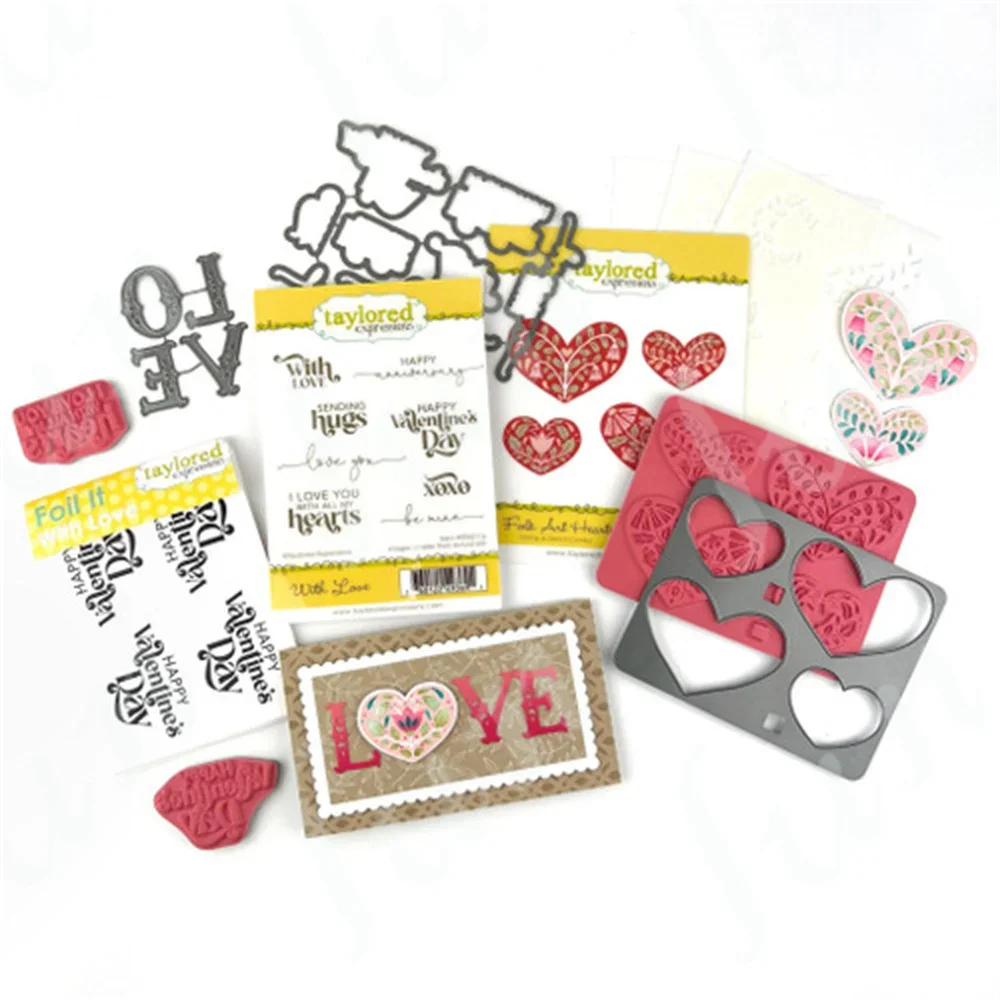 Sweet Happy Valentine Clear Stamps and Dies Postage Stencil Scrapbook for Card Make DIY Crafts New Cutting Dies Supplies