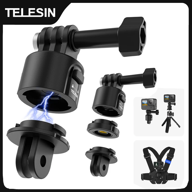 TELESIN magnetyczny adapter szybkiego uwalniania ze śrubą 1/4 do akcesoriów do kamery akcji Gopro Hero Insta 360 DJI OSMO