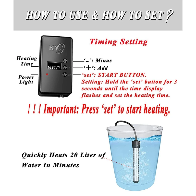 2500 واط سخان كهربائي جهاز استشعار مياه الغلاية عناصر التدفئة المحمولة الغمر تعليق الحمام حمام سباحة