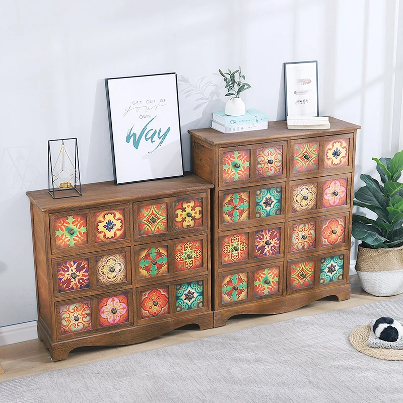 Painted cupboards, light luxury, American simplicity, modern simplicity, bedside table, solid wood walnut lockers, living room