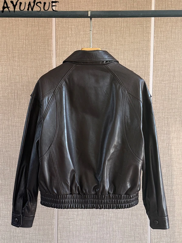 AYUNSUE 100% Echtem Schaffell frauen Jacke 2025 Herbst Elastische Taille Leder Jacke Frau Kleidung Hohe Qualität Abrigo Mujer