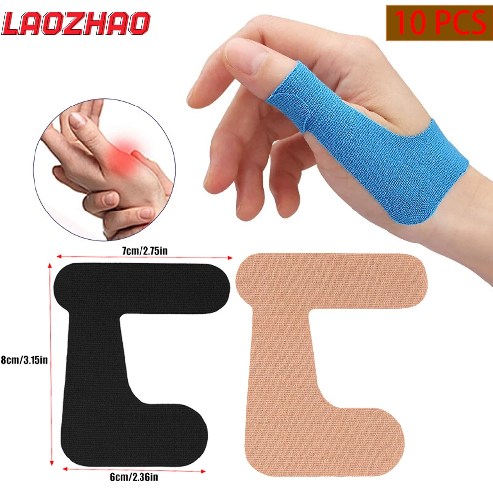 

10 PCS Precut Thumb Support Tape - Self-Adhesive - Breathable & Waterproof Thumb Brace for Sports,Housework (Beige/Black/Blue)