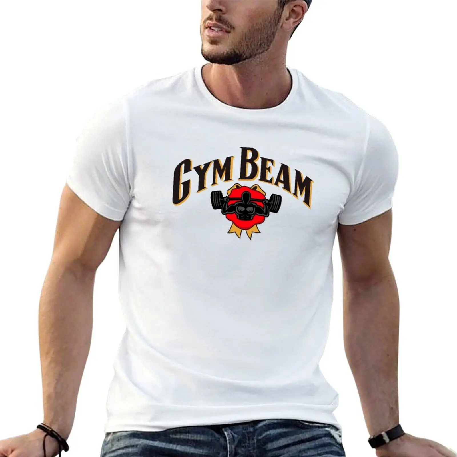 

Футболка Gym Beam, мужская футболка, хлопковая черная хлопковая футболка высокого качества, простая мужская футболка в упаковке