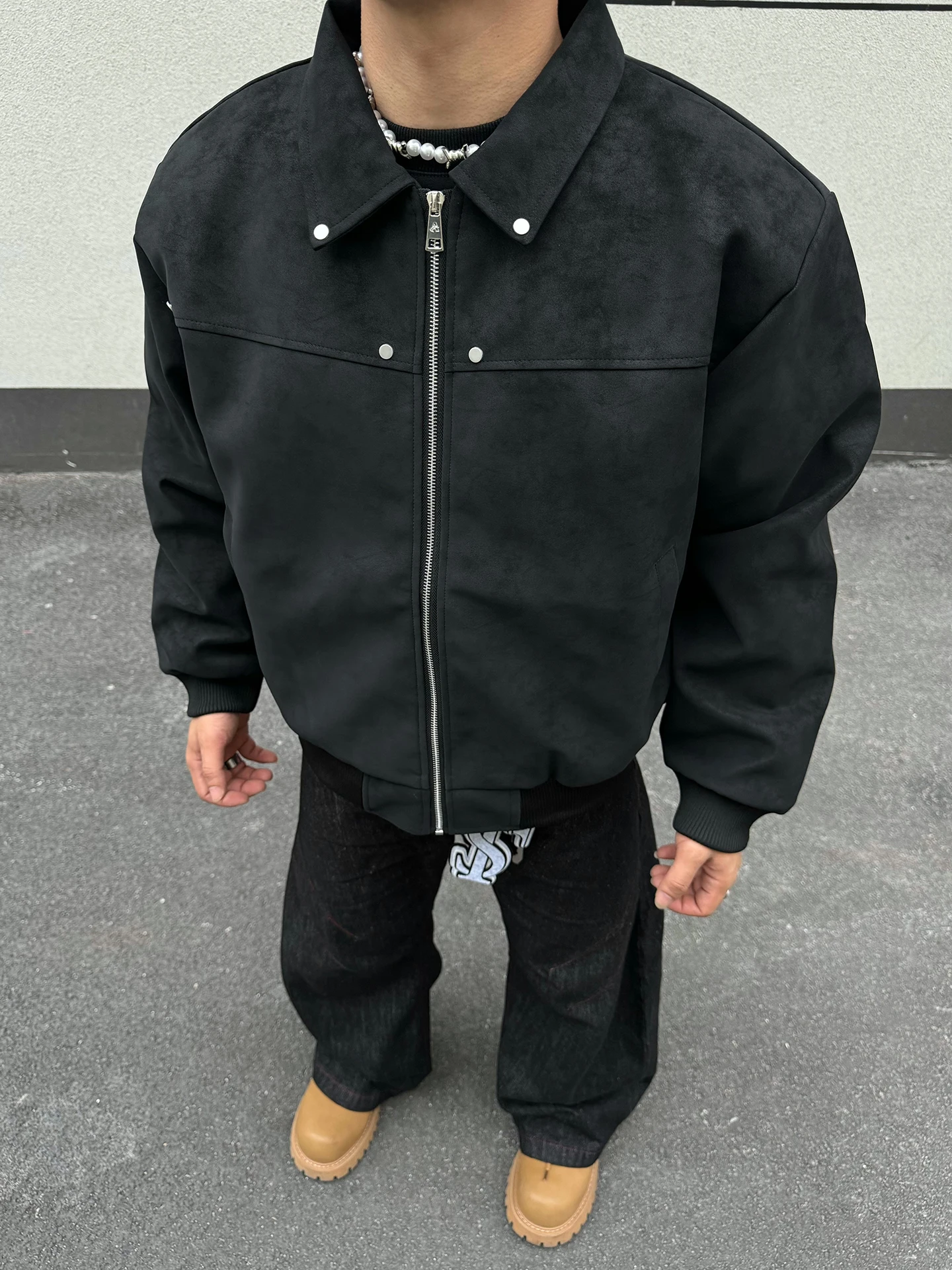 

American Sle Loose Fit PU Leather Collar Cotton Jaet for Men Retro Vintage Zipper Closure ort Coat Warmth Youth Faion