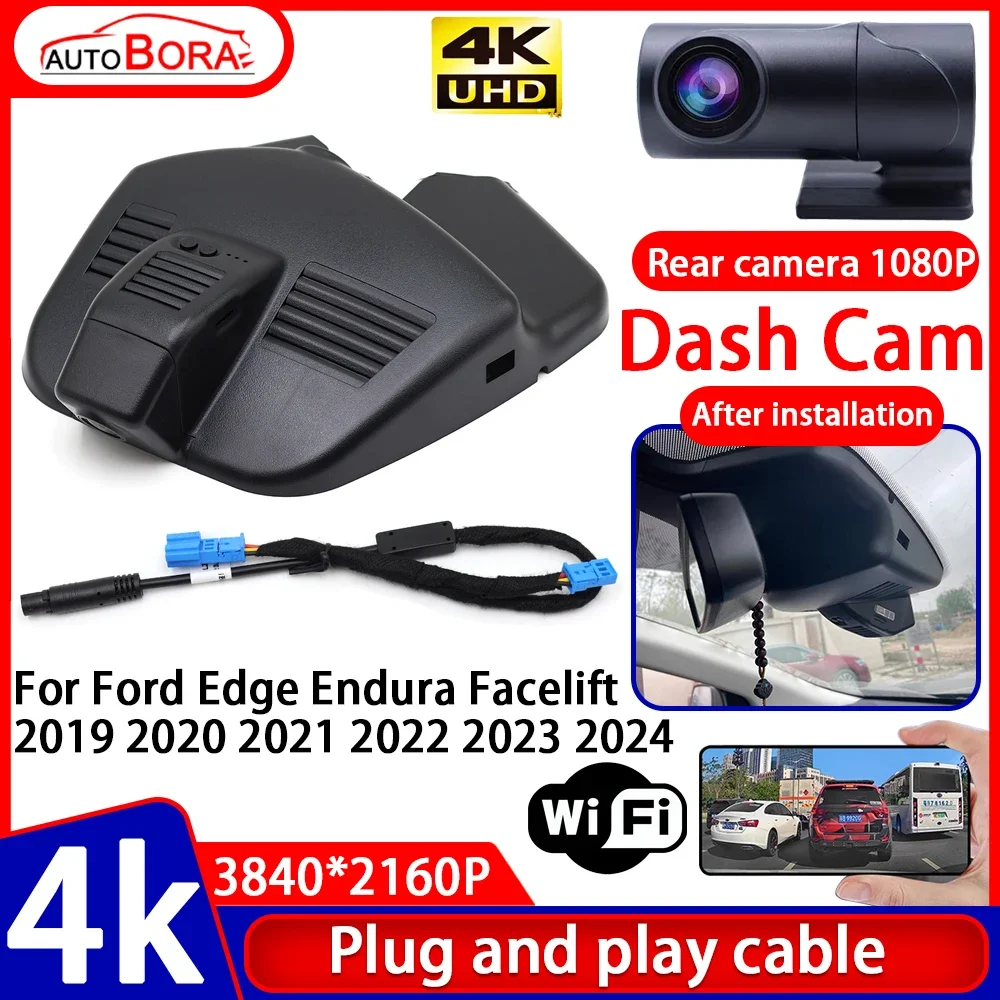 Video Recorder Night Visio 4K UHD Plug and Play Car DVR Dash Cam for Ford Edge Endura Facelift 2019 2020 2021 2022 2023 2024