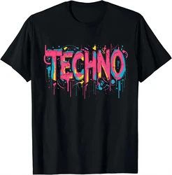 Techno Music Optical Illusion Glitch Trippy EDM Rave T-Shirt Vintage Women Clothes Y2k Top Ropa De Mujer