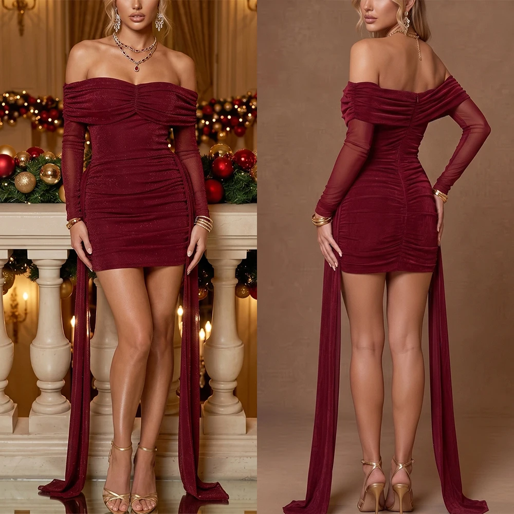 Customized Above Knee Red Three Quarter Backless Elegant Dress Women for Wedding Party فساتين حفلات التخرج Abendkleider Vestido