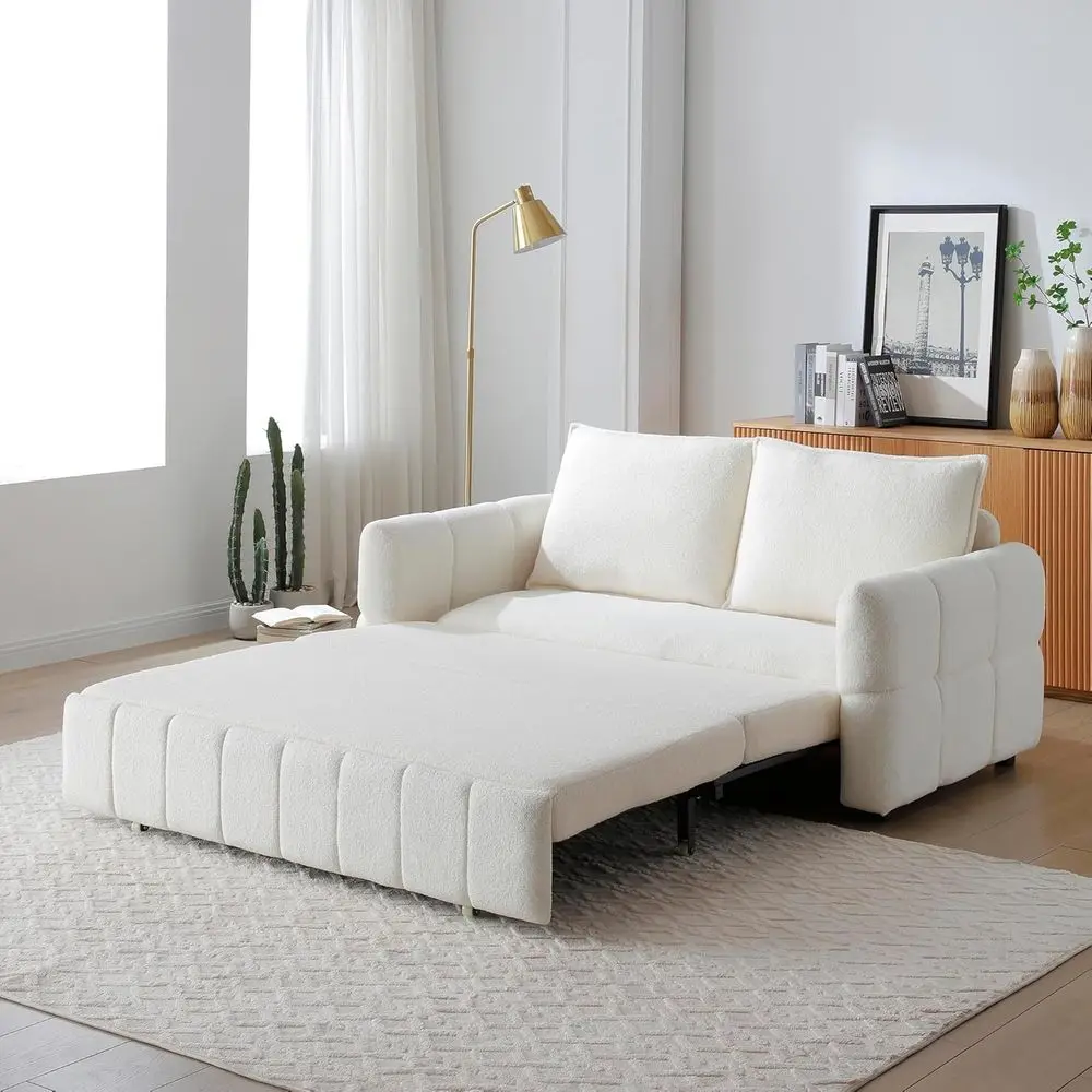 

70 Comfortable 3-in-1 Convertible Loveseat Sofa for Living Room in Beige