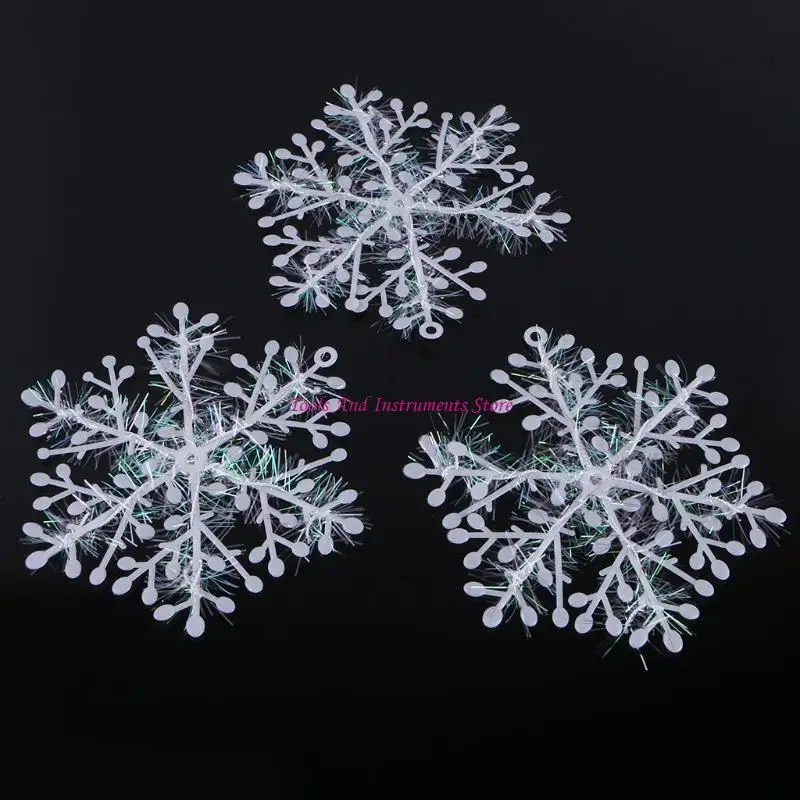 3 pezzi Ornamenti fiocchi neve bianchi Decortice DECO DECO C7AC