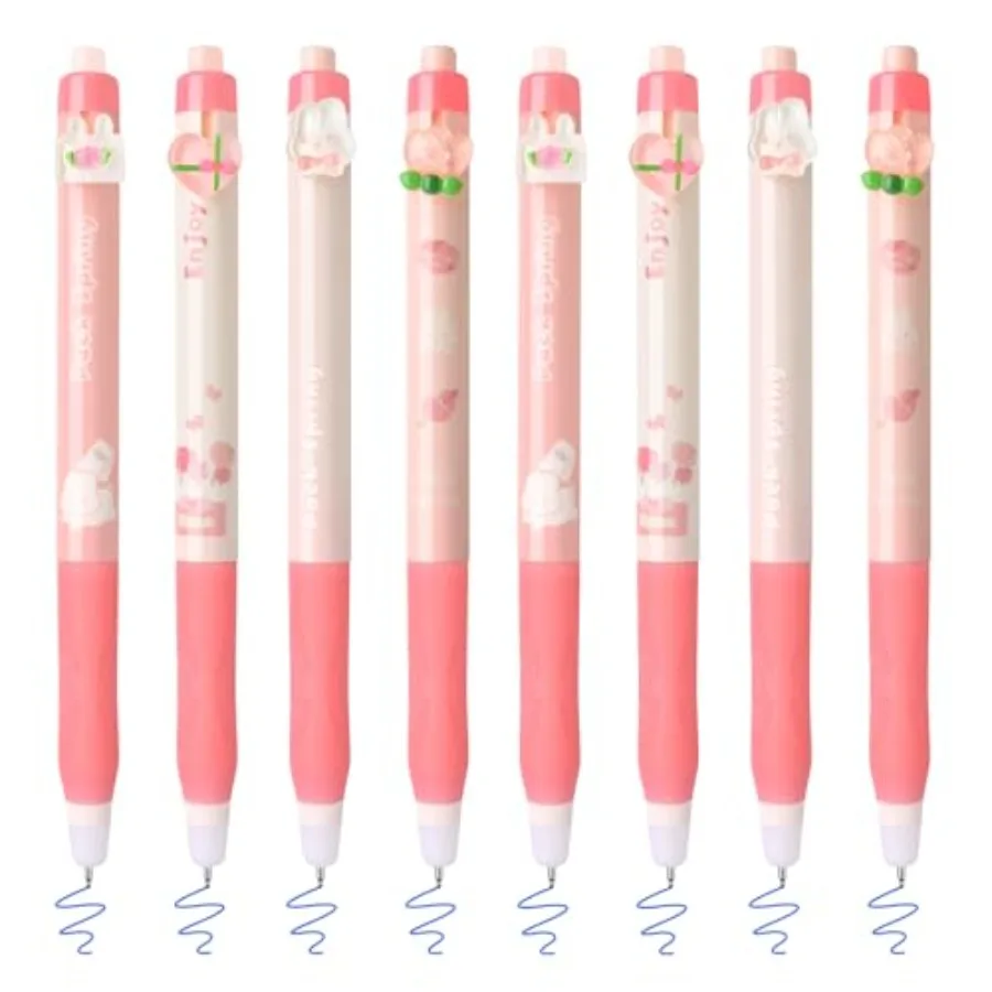 

8 Pcs Cute Erasable Gel Pens, Blue Ink Pens with Erasers, Retractable Pen Set, Smooth Writing, Make Mistakes Disappear, 0.5mm F