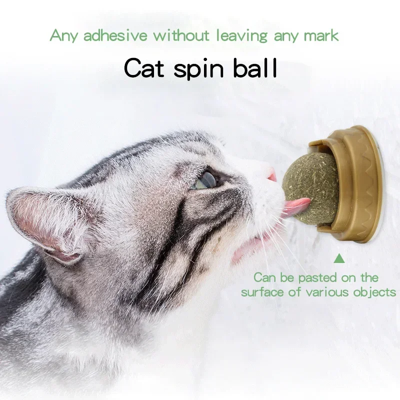 Catnip Cat Natural Mint Ball Wall Stick-on Snack Promote Digestion And Improve Appetite Cat Grass Spinning Tooth Clean Pet Toys