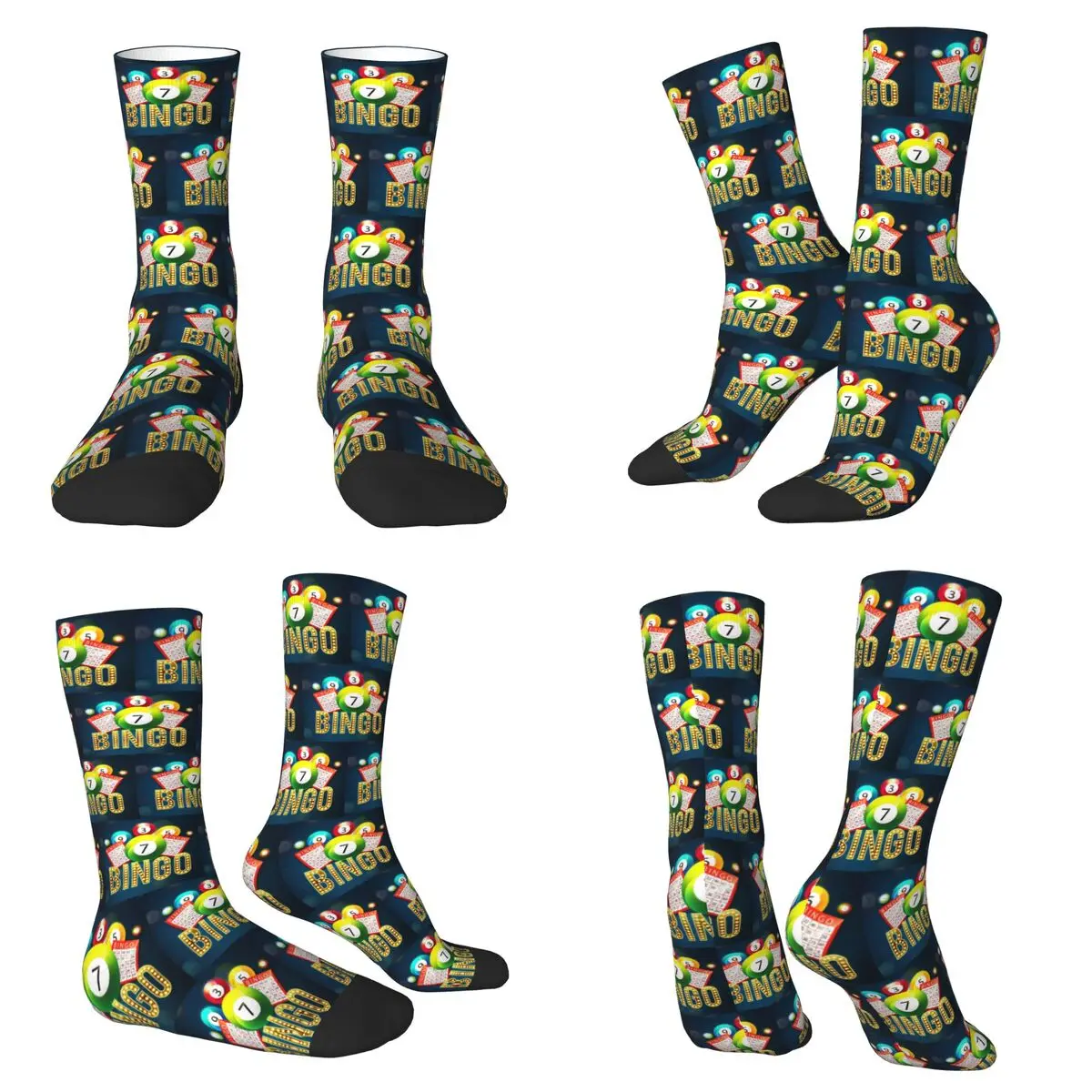 Funny Bingo Game Socks Harajuku Sweat Absorbing Stockings All Season Long Socks for Man Woman Valentine's Day Gifts