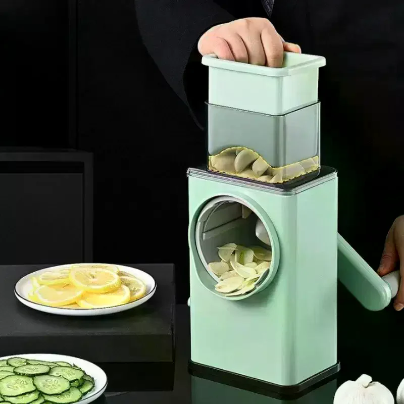 Vegetable Cutter With Stainless Steel Panel Hand Crank Design For Home Kitchen Meal Prep Vegetable Slicing Multifunction