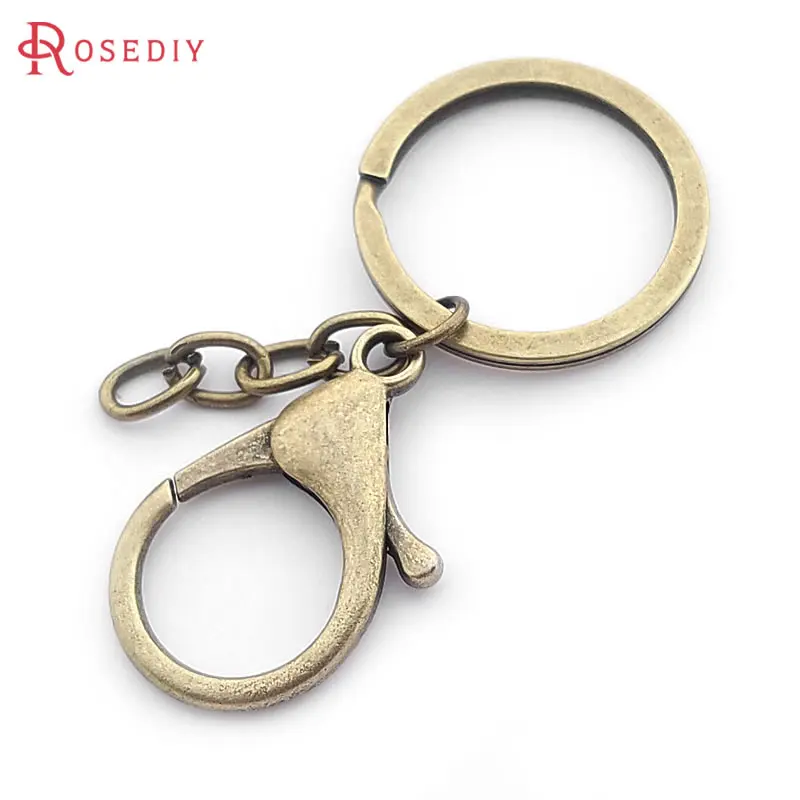 10PCS Antique Bronze Iron Key ring Key Chains with 4 link chains and Large Lobster Clasps Accessories Rosediy official-website