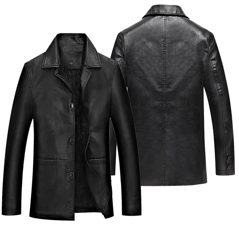 

Men's Winter Faux Leather Jacket Vintage Jacket Men thicken Business casual Coats Man Jaqueta Masculinas Inverno Couro M-4XL