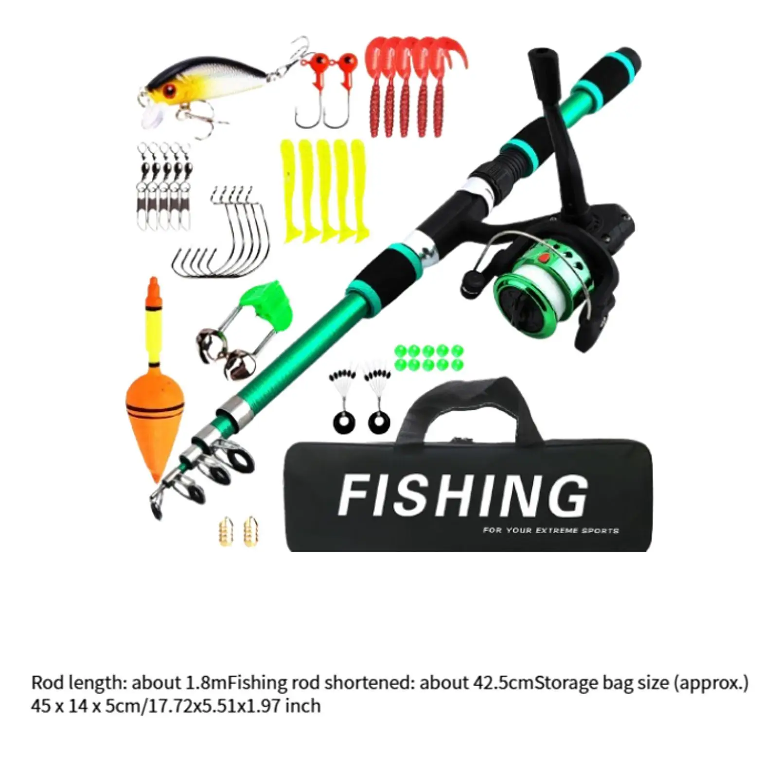 Compact Kids Fishing Rod Set with Reel Telescopic Pole Portable Fishing Gear Full Kit for Beginner Anglers Outdoor Use