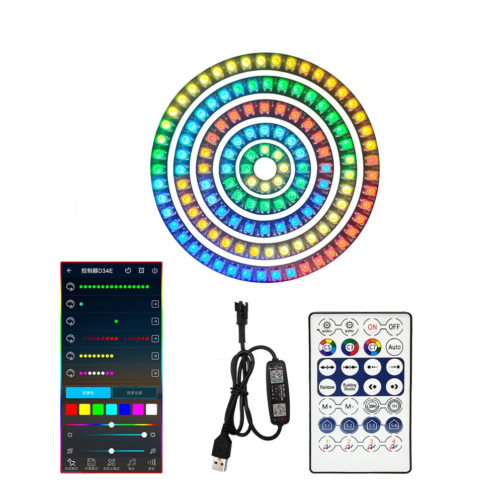 WS2812B RGB Individually Addressable Ring USB5V 28Key Music Bluetooth APP Controller Kit WS2812 Built-in IC RGB Led Module Light