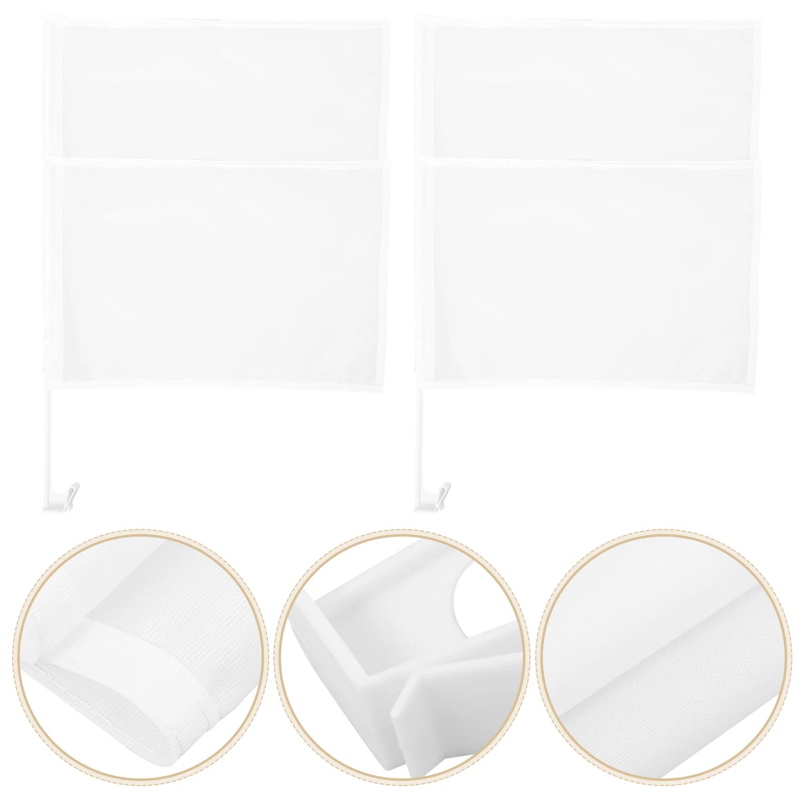 4pcs Car Decoration Plain White Flags for Windows with Pole DIY Paintable Car Banners Easy Install Outdoor Event for Parades