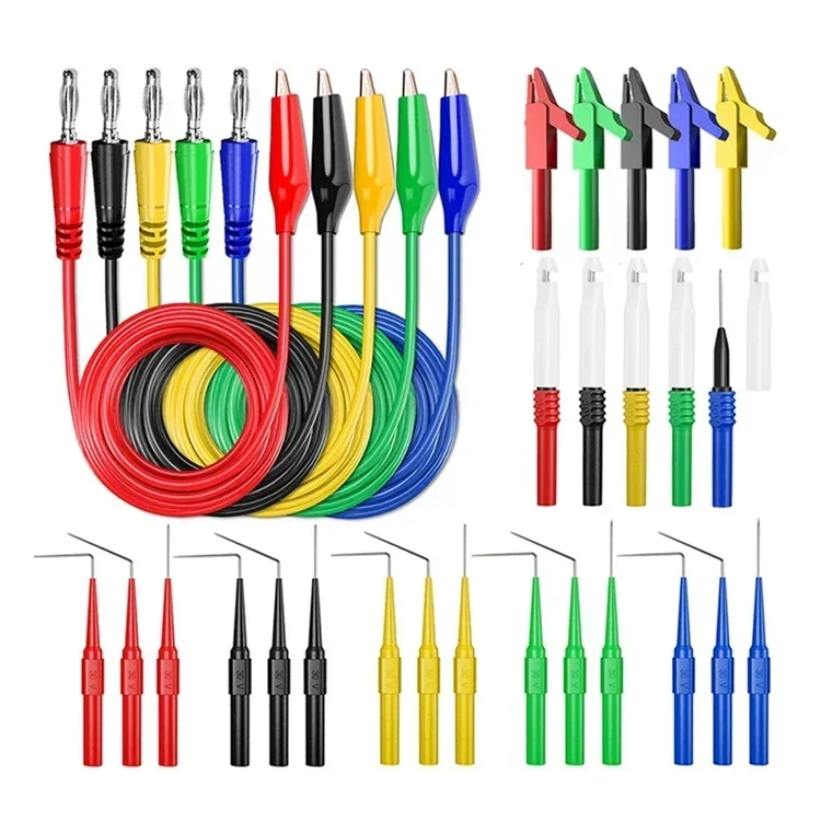 Cleqee  Back Probe Kit Multimeter Test Leads 4mm Banana Plug to  Alligator Clips Wire Piercing Probe Automotive Tool