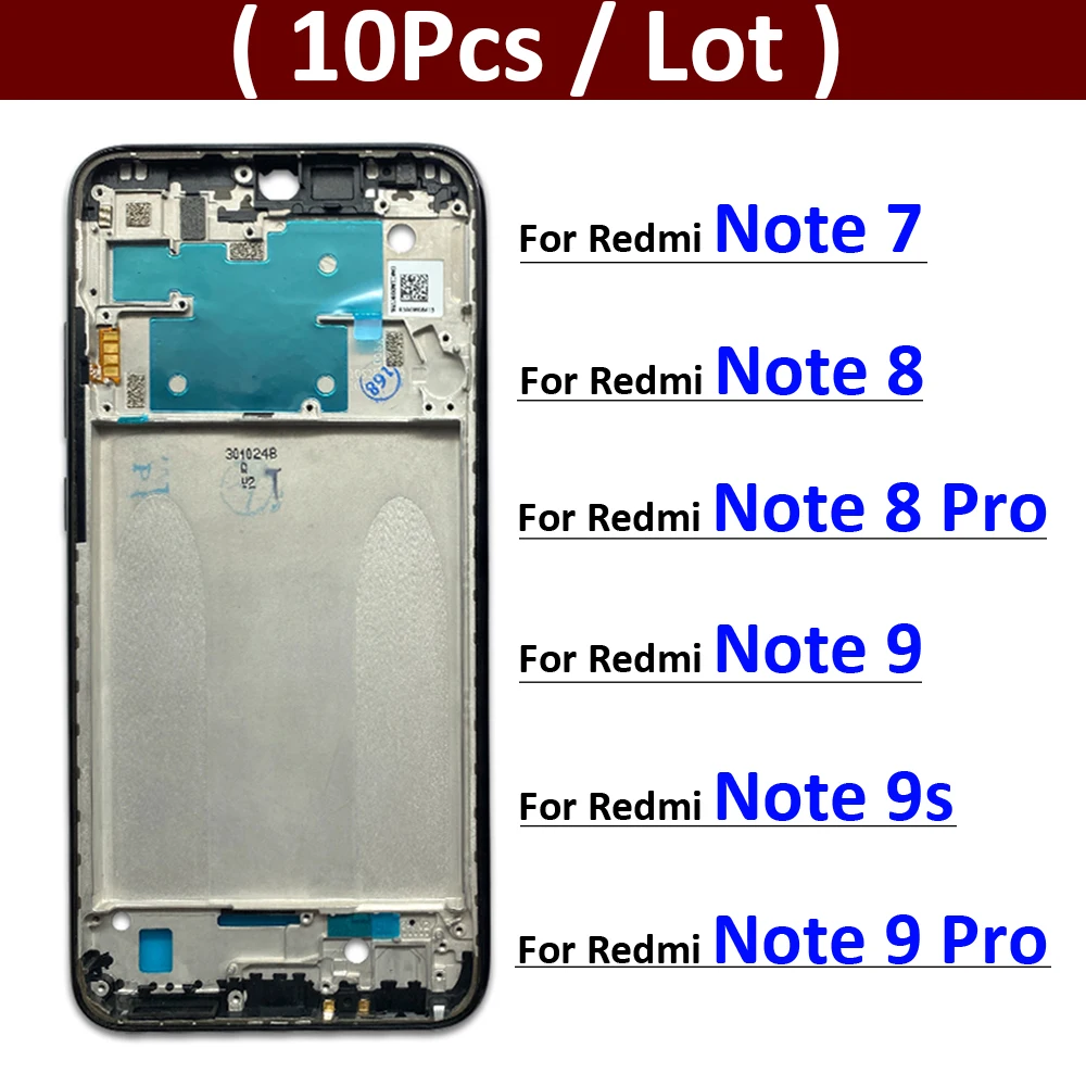 

10Pcs/Lot, Housing Middle Frame Bezel Middle Replacement Parts Middle Frame For Xiaomi Redmi Note 7 8 9s Pro