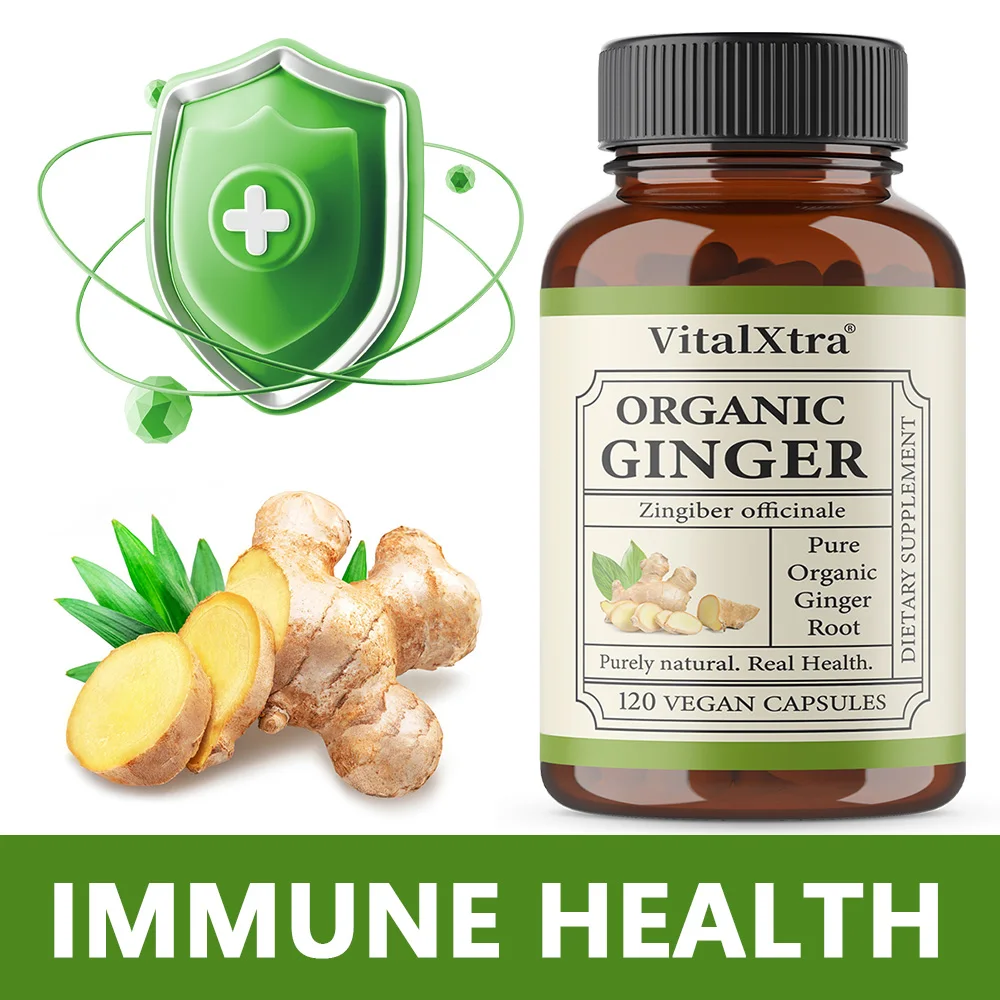 

Капсулы с добавлением натурального корня имбиря, антиоксидант, повышающие иммунитет и пищеварительные функции, без GMO — 120 капсул