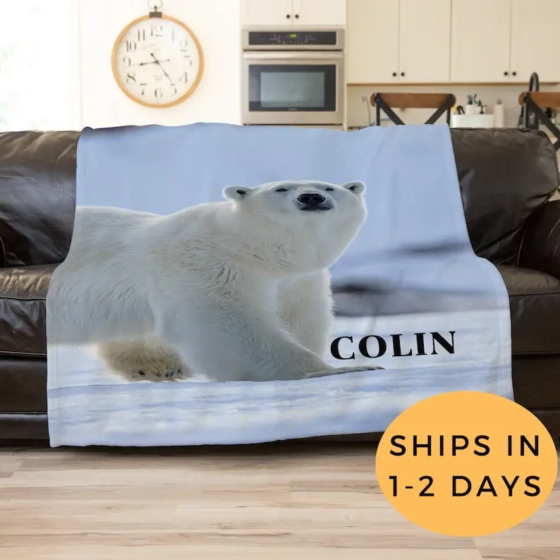 

Polar Bear Blanket, Personalized Blanket For Adults, Customized Blanket, Throw Blanket For Couch, Sofa Throw Blanket,Teenager Ch