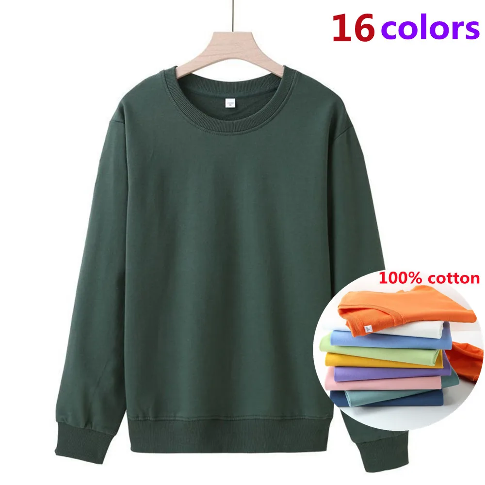 Heavy Cotton T-shirt Men Women Brushed O-Neck Long Sleeve Top High Quality Solid Color Pullover Spring Casual Bottoming Shirt