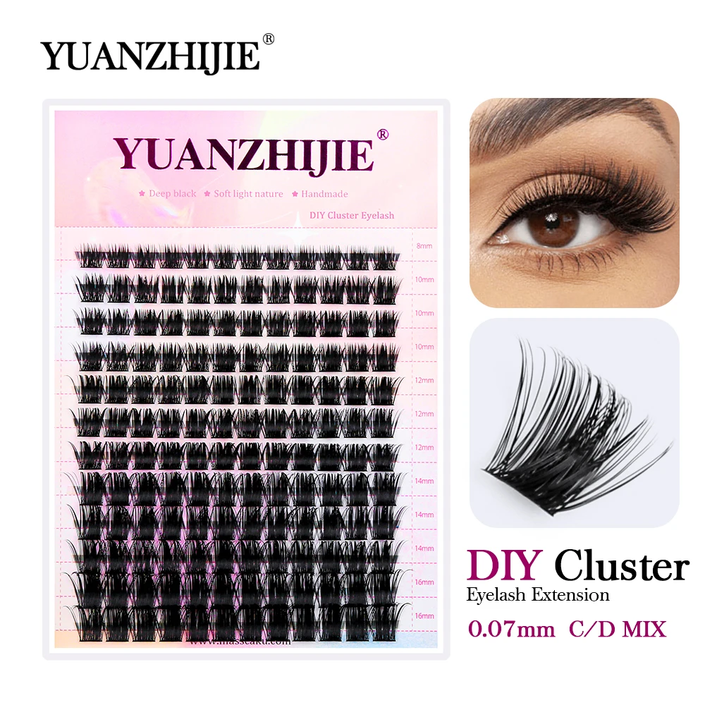 YUANZHIJIE Cluster Eyelash ขนตาปลอมผสมและความยาวเดียวแต่งหน้า Faux Mink HYBRID แต่งหน้าทุกวันรัสเซีย Cilios แถบ