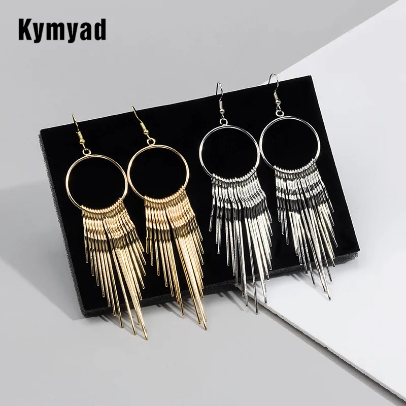 Kymyad Modern Women's Earrings 2023 Vintage Tassel Chains Drop Luxury Earring Jewelry For Women Bijoux Gold Silver Color Earring