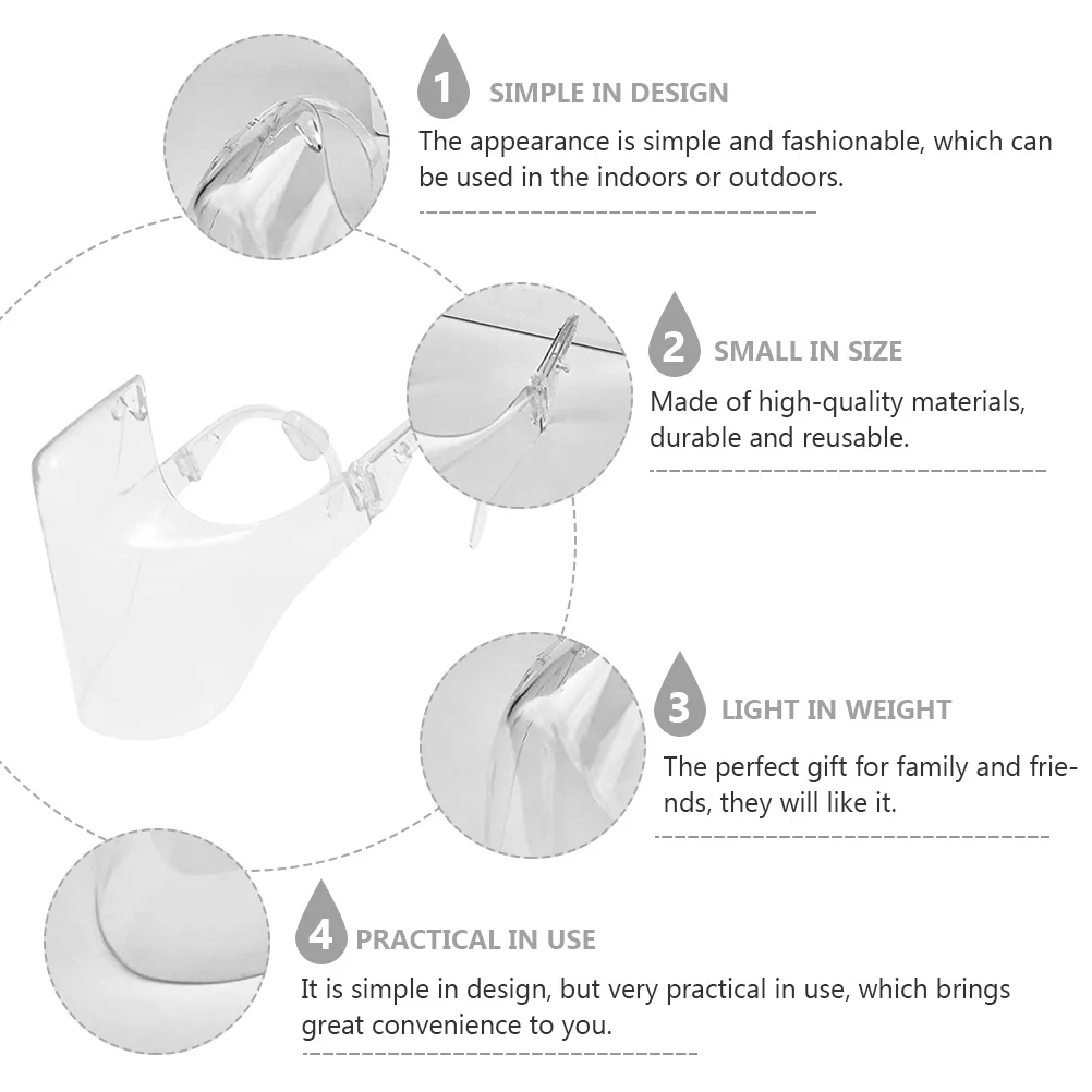 

Lightweight Transparent Face Protector Simple Design Reusable Safety Mask for Home Outdoor Droplet Fog Protection Cover
