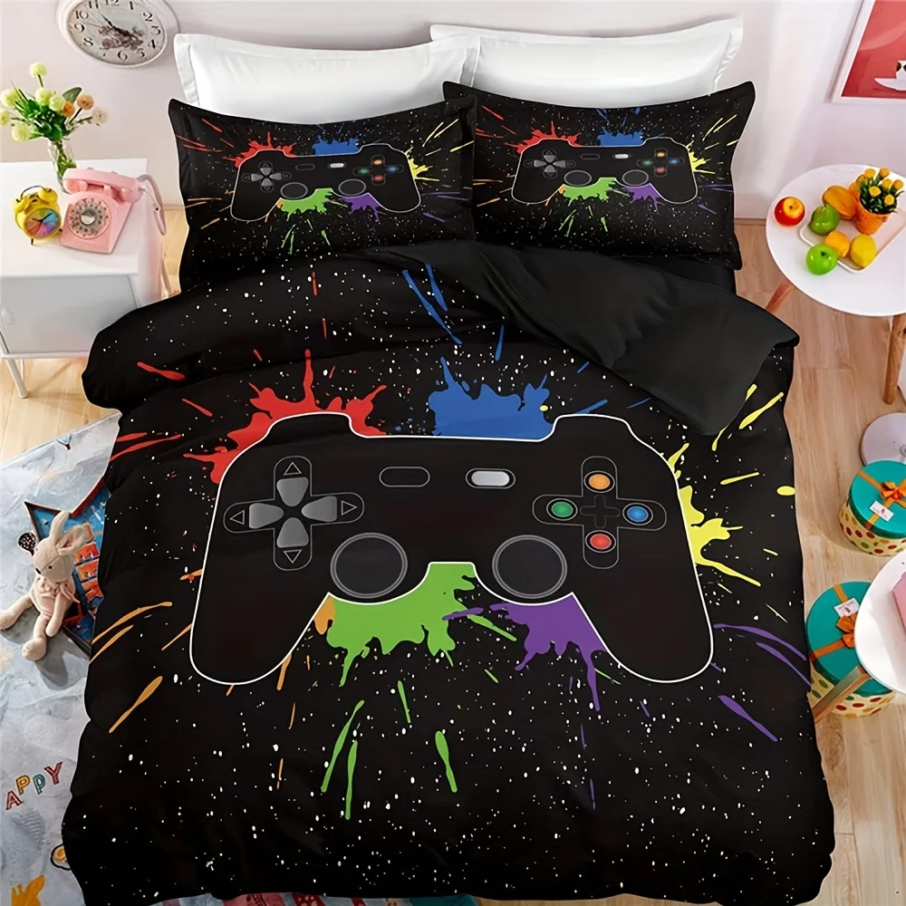 Black Game Controller Switch Gamepad Single Queen King Full Size Duvet Cover Bedding Linen Set 2Seater Bedspread200x200 240x220