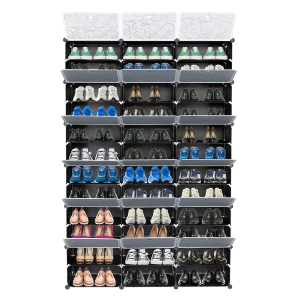 12-Tier Draagbare 72 Paar Schoenenrek Organizer 36 Roosters Toren Plank Opbergkast Stand Uitbreidbaar Voor Hakken, Laarzen, Slippers, B