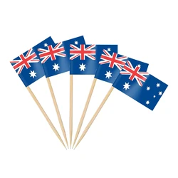 100 Pcs Australian Flag Toothpick,Australia flag Cupcake Toppers, Mini Australian Flag Cocktail Australian Party Decorations