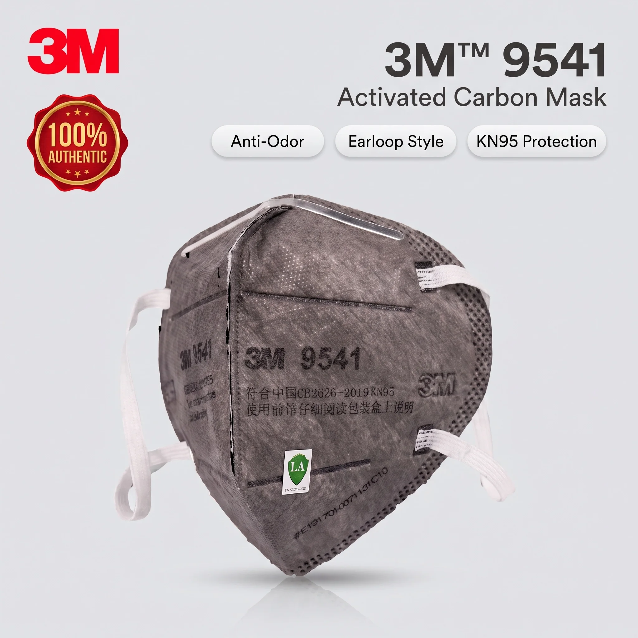 3M 9541 KN95 Dust Mask Respirator with Filter Activated Carbon Black Earloop Disposable Work Safety Masks Anti Dust