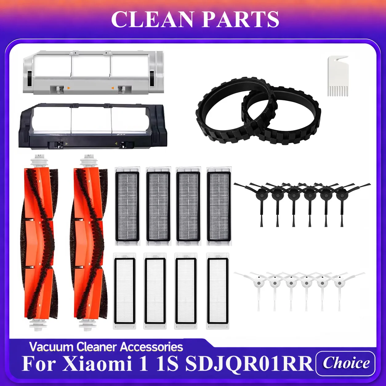 Main Side Brush Parts For Xiaomi Mi Robot Vacuum Cleaner 1 1S SDJQR01RR SDJQR02RR SDJQR03RR Roborock E2 E3 E4 E5 S4 S4 Max S5