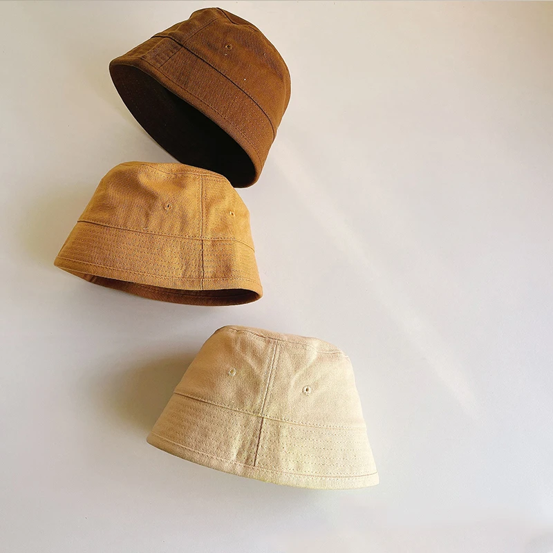 

Summer Baby Bucket Hat Solid Color Baby Boys Girls Sun Hat Outdoor Windproof Children Panama Fisherman Cap