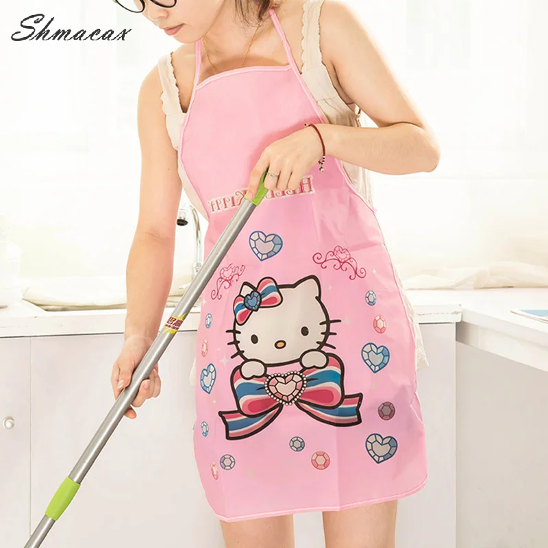 Cooking Baking Household Wipeable Waterproof Oilproof Housework Cleaning Kitchen Stuff Sanrio Hello Kitty Cartoon Print Apron