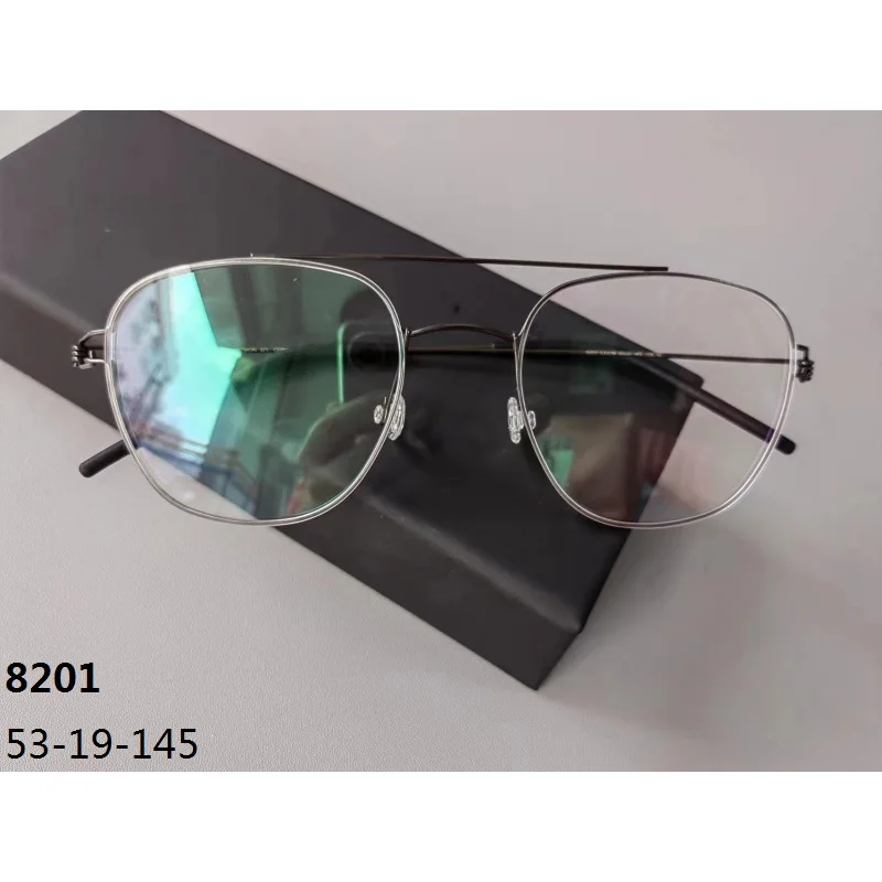 

2023 Denmark Screwless Eyewear Ultralight Titanium Glasses Frame Men Women Double Beam Square Optical Eyeglasses 8201 Design New