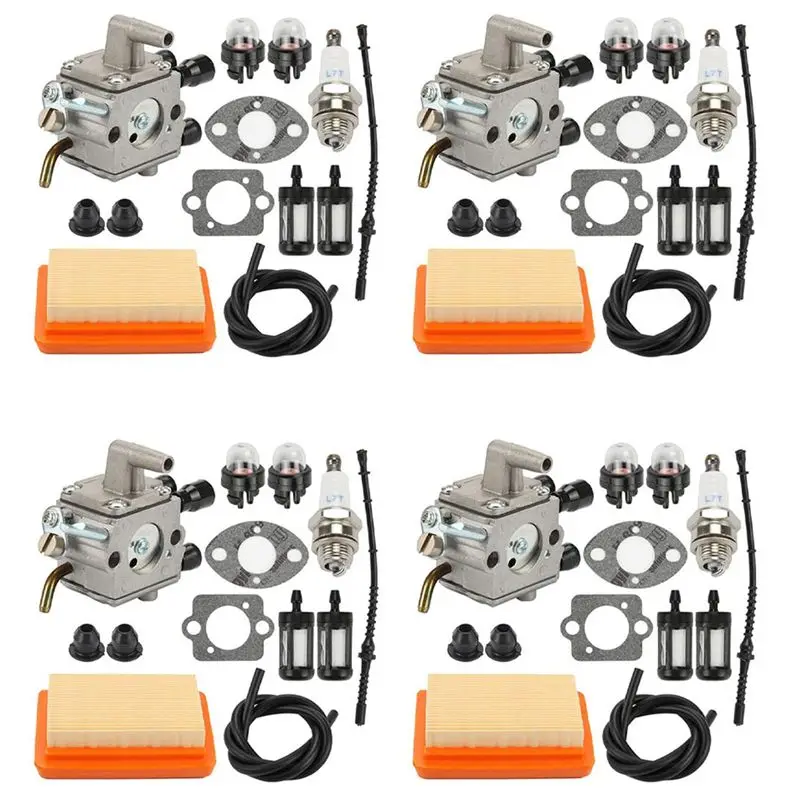 GTBL 4X Carburetor Air Filter Bulb Fuel Repower Kit Fit For FS120 FS200 FS250 FS300 FS350 FR450 String Trimmer