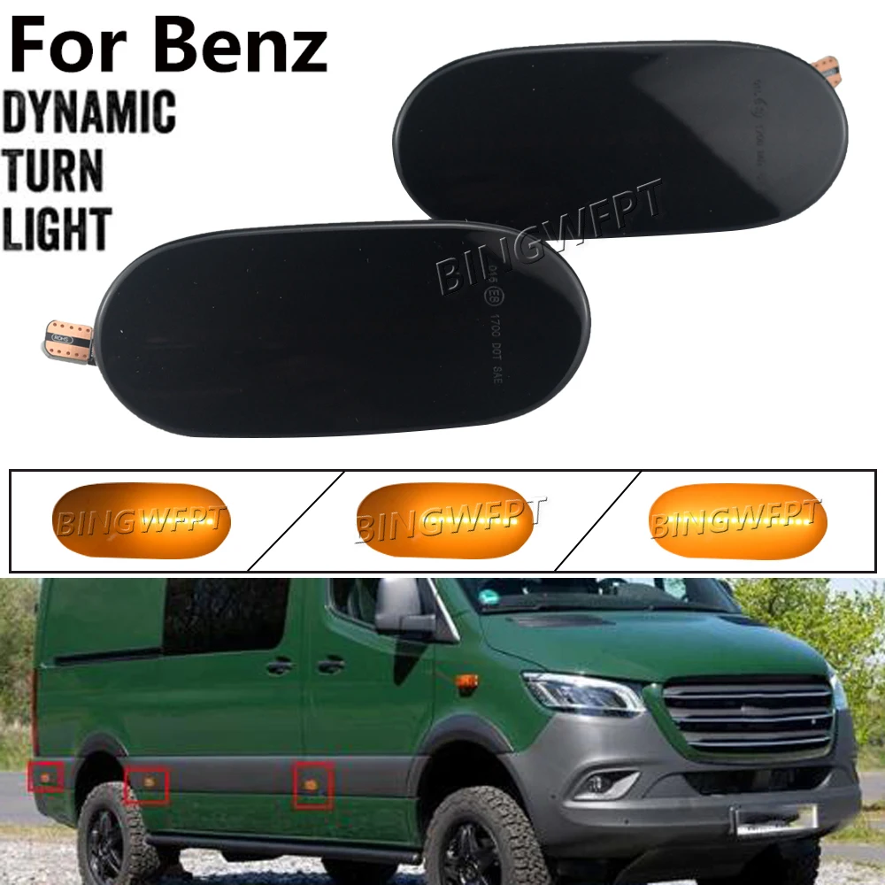 2X รถ LED แบบไดนามิกด้านข้างสําหรับ Mercedes-Benz Sprinter W906 2006-2018 Crafter 2006-2016 ไฟเลี้ยวไฟสัญญาณ