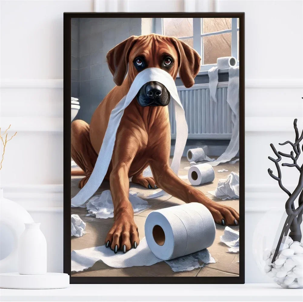 (No frame)Highland Cow Bathroom Humor Art Prints Funny Dog Poster Scottish Cattle Guest Bathroom Canvas Painting Bathroom Art