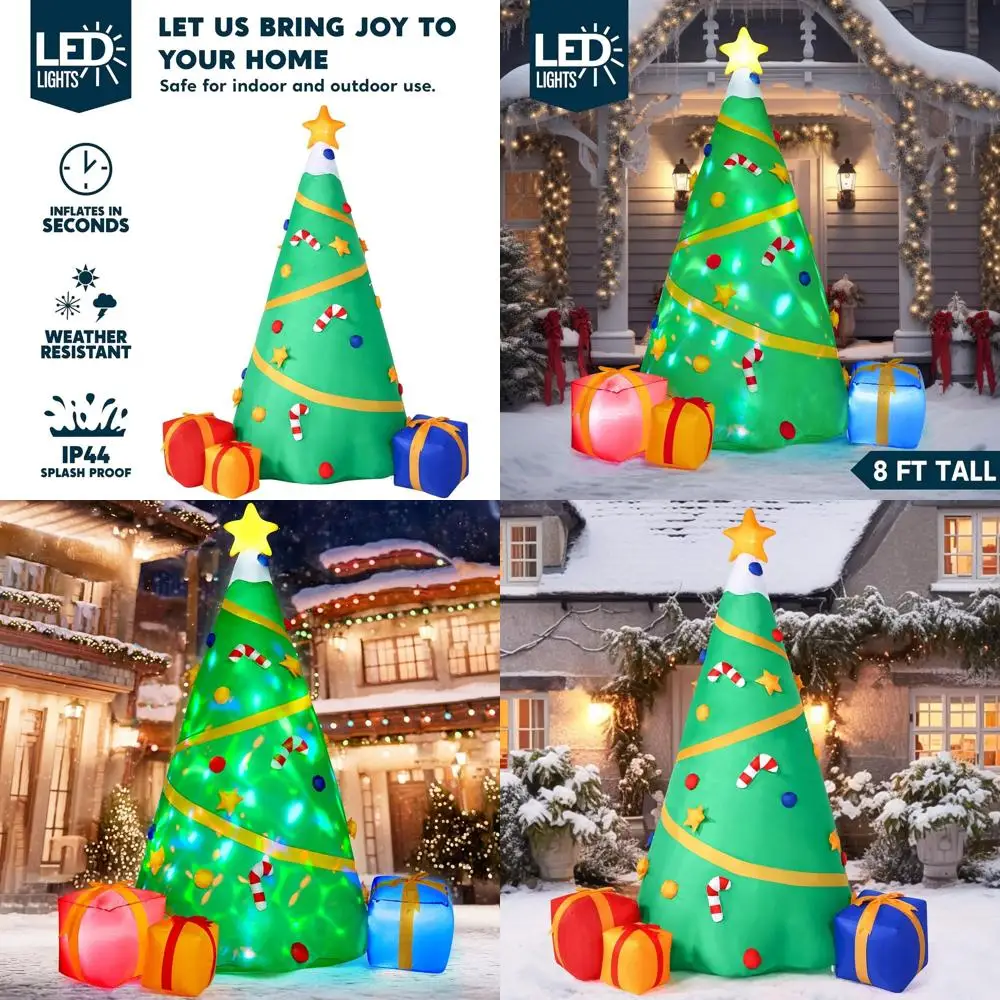 

Illuminated 8-Foot Inflatable Christmas Tree - Giant Light-Up Outdoor or Indoor Yard Lawn Decoration