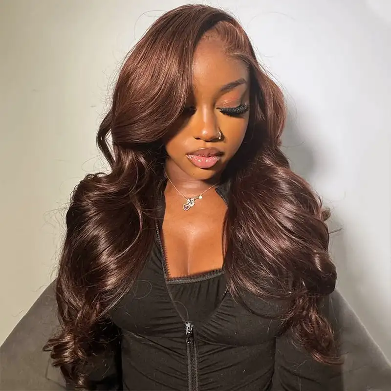 قبل قطعها الشوكولاته براون خصلات الشعر المستعار الإنسان 13x4 HD شفافة الدانتيل الباروكة الأمامية 200% الكثافة ابيض عقدة الدانتيل شعر مستعار أمامي