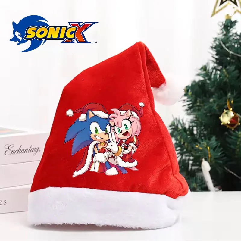 

Sonics Christmas Hat Cartoon Anime Santa Hat Family Festival Party Decoration Headwear Cosplay Prop Cap Children Adult Xmas Gift