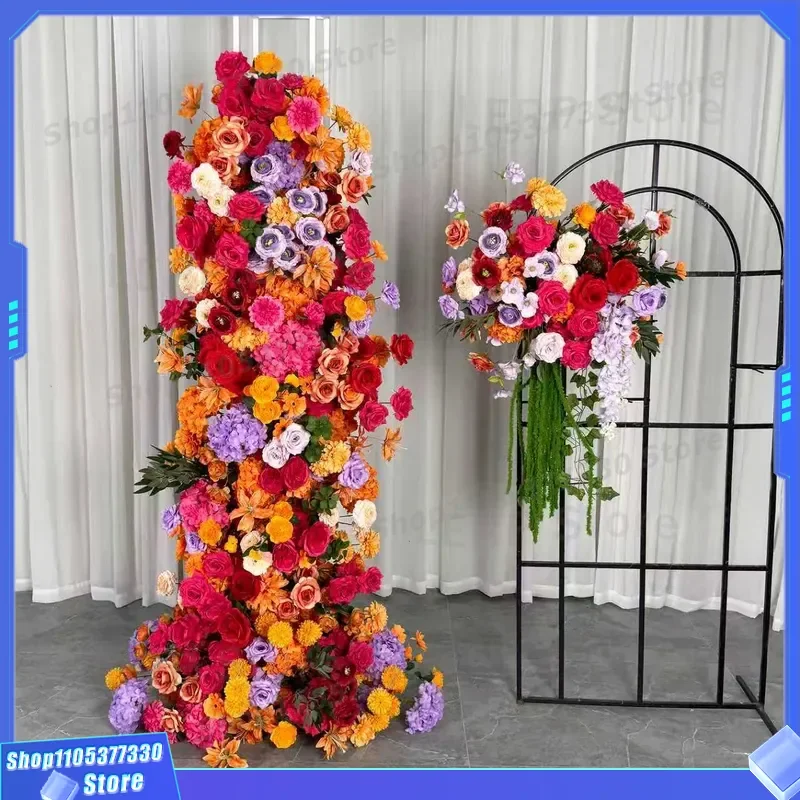 Artificial Flower Arch Stand Wedding Decoration Fake Horn Flower Rack Cake Tower Props Banquet Door Ball Floral Display for