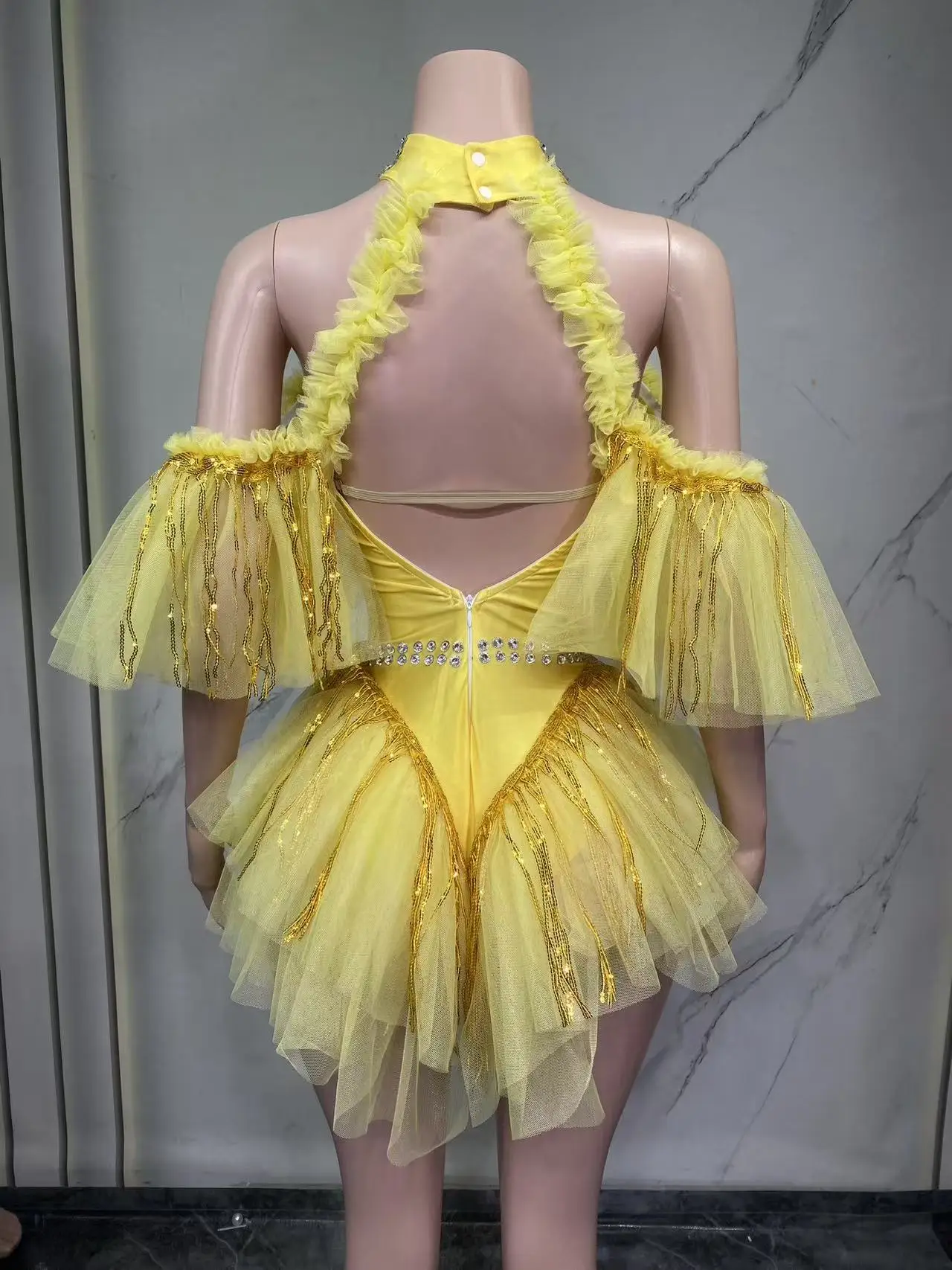 Yellow Princess Dress for Women Elegant Gown for Nightclub Bar Birthday Party Singer Model Runway Show Dance Occasions view 5