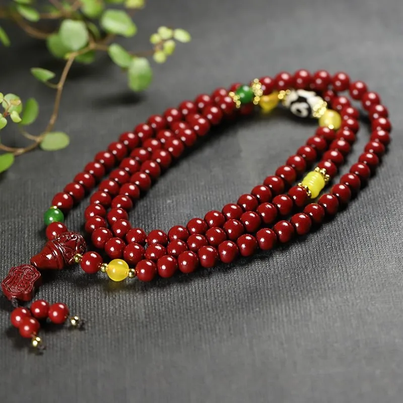 108 Natural High-purity Cinnabar Bracelets for Men and Women's High-end Ethnic Necklaces