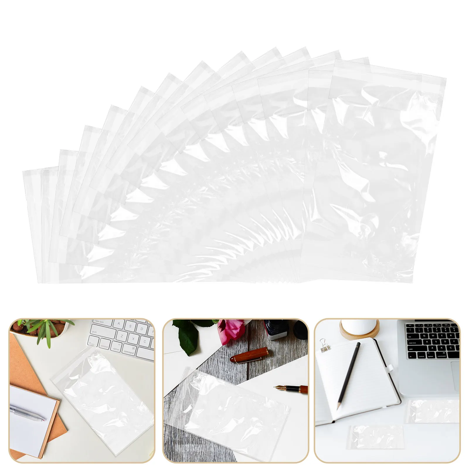 

200Pcs 3 Inch Sealable Card Protective Bags Transparent Adhesive Closure for Photo Collection Card Storage Desk Organizer