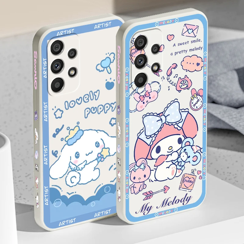 My Melody Cinnamoroll Sanrio Liquid Left Rope For Samsung A53 A52 S A33 A32 A51 A71 A21S A13 A73 A50 A72 A23 A12 5G Soft