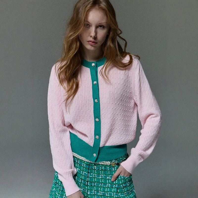 

Корейский весенний легкий вязаный круглый свитер LANV25, цветной лоскутный длинный кардиган с мягкой текстурой для женщин